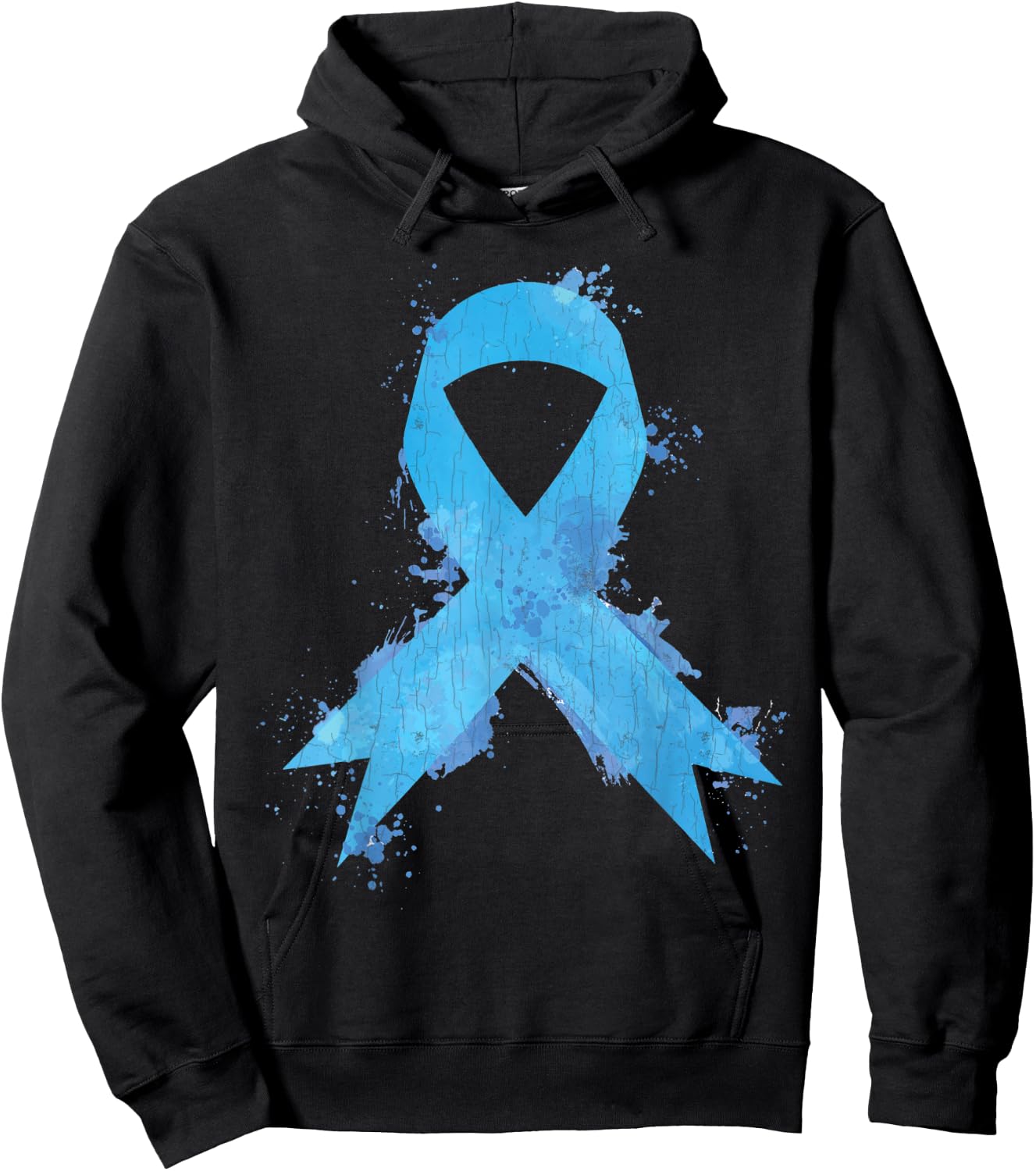 Light Blue Ribbon Pocket Prostate Cancer Awareness Graphic Hoodie - Hoodie | Black