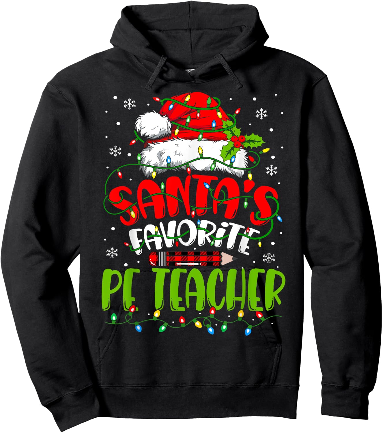 Santa Favorite Pe Teacher Christmas Physical Education Men Women Hoodie - Hoodie | Black