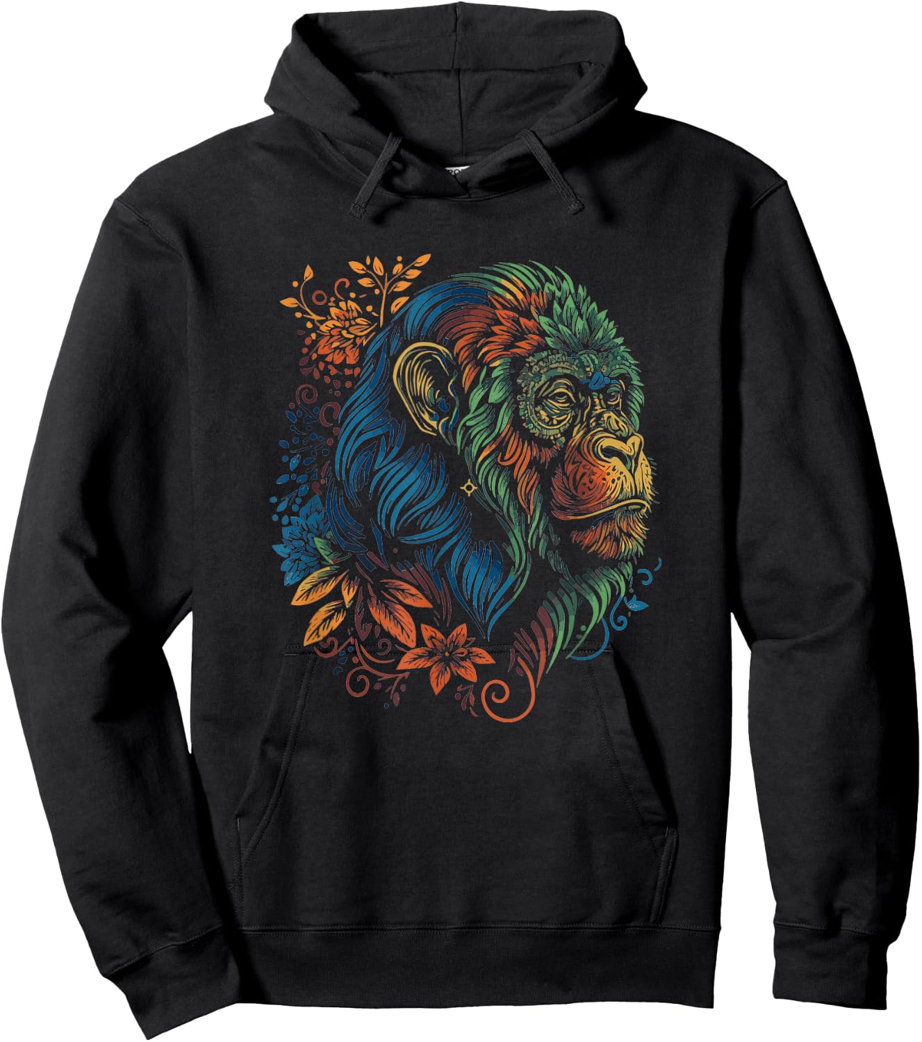 Artistic Abstract Howler Monkey Art Ape Lover Monkey Hoodie - Hoodie | Black