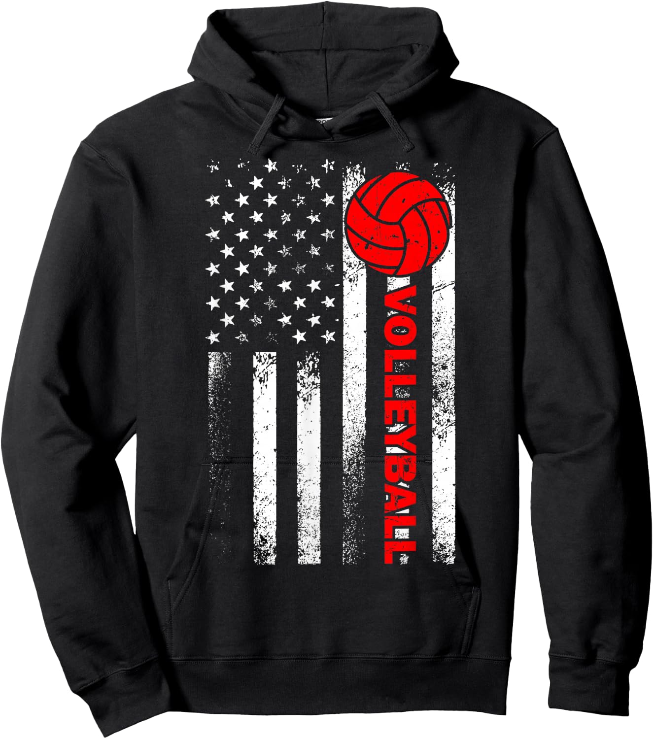 Funny Volleyball Design Women USA Patriotic Athlete Hoodie - Hoodie | Black