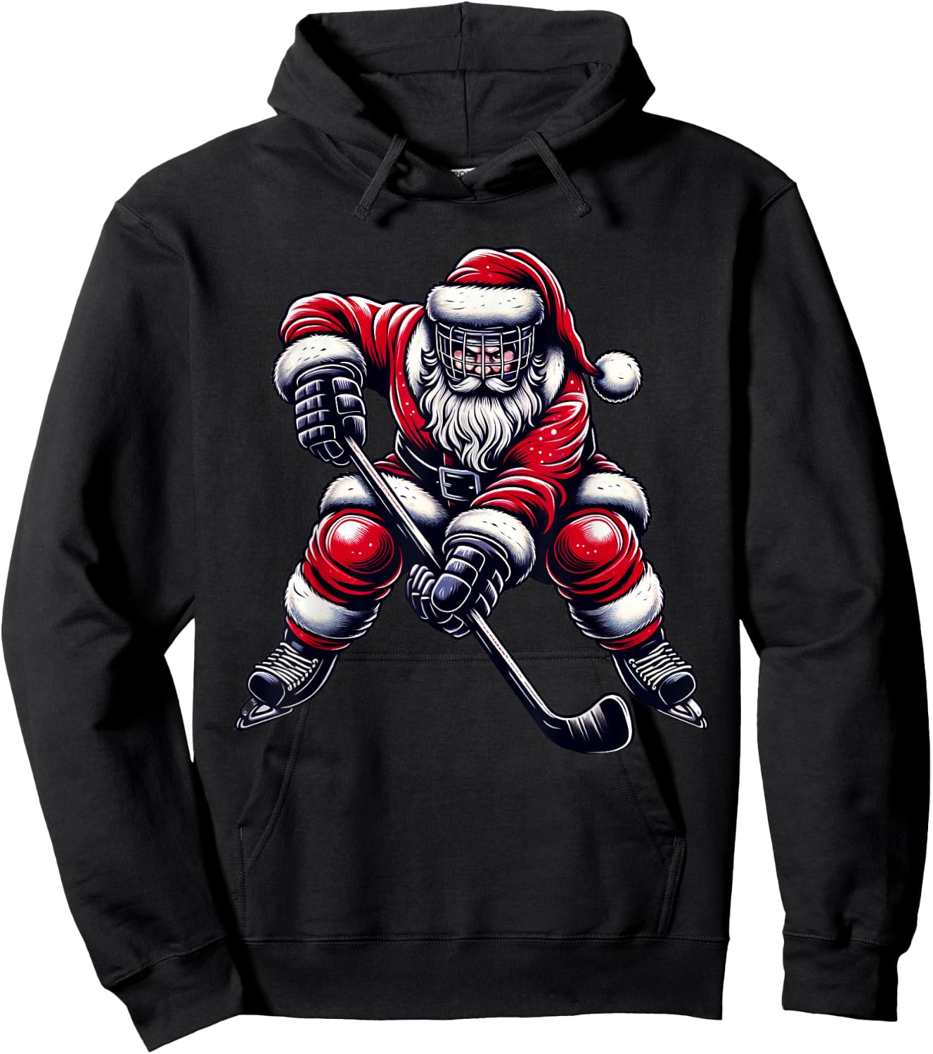 Christmas Sports Santa Plays Ice Hockey, Xmas Women Men Kids Hoodie - Hoodie | Black