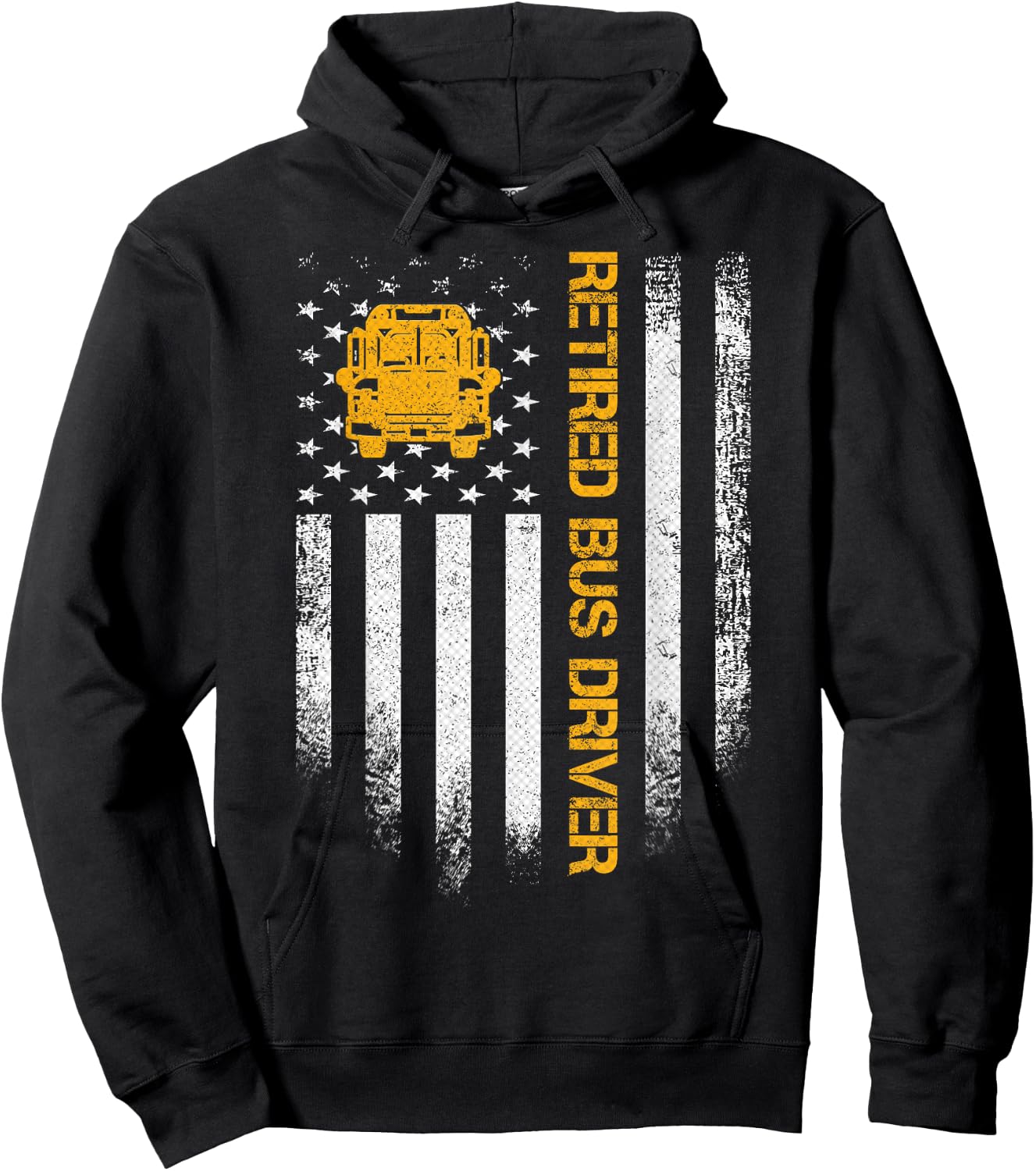 Vintage American Flag Retired School Bus Driver Retirement Hoodie - Hoodie | Black