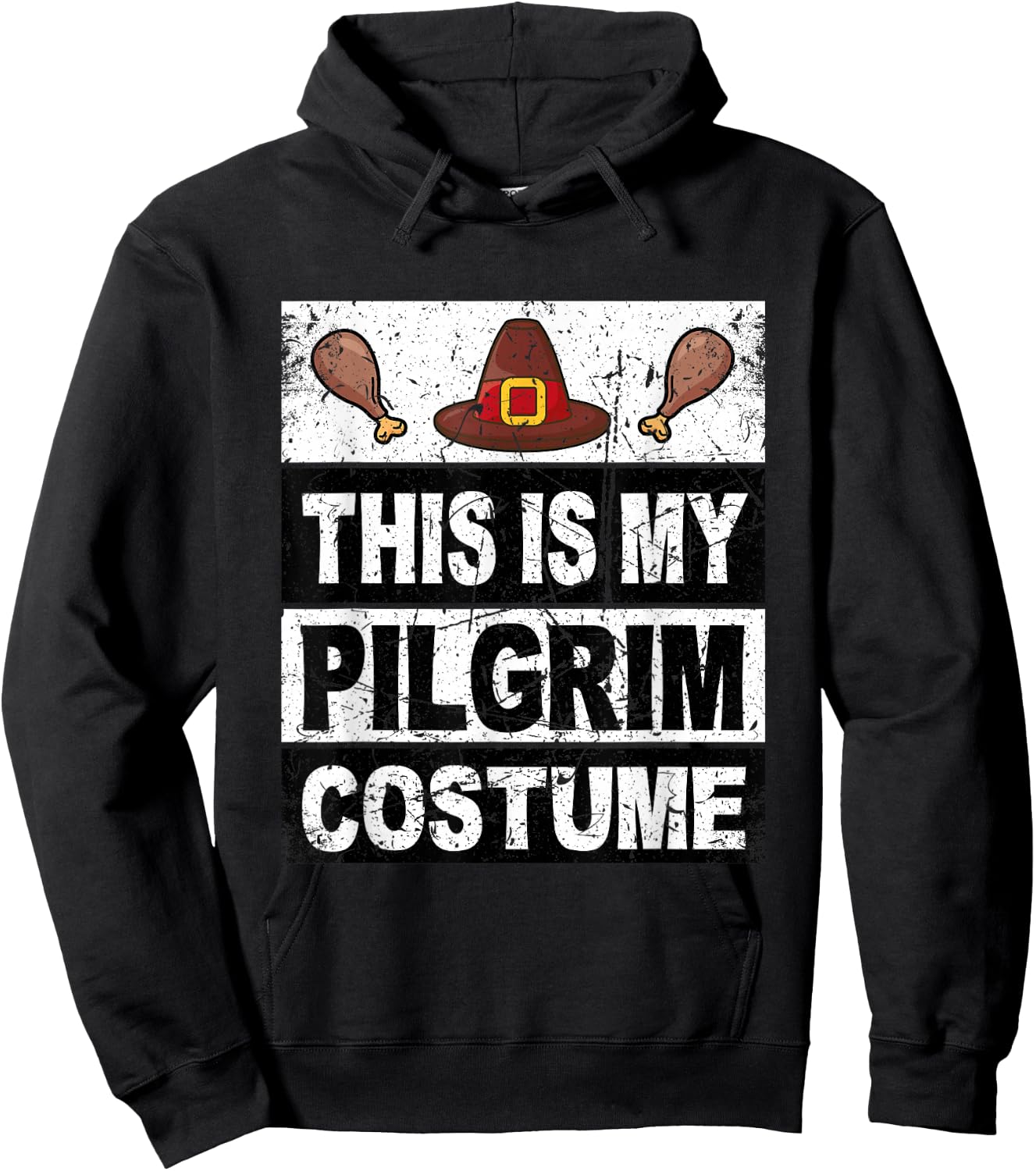 Retro Thanksgiving Shirt Pilgrim Costume Turkey Day Men Boys Hoodie - Hoodie | Black