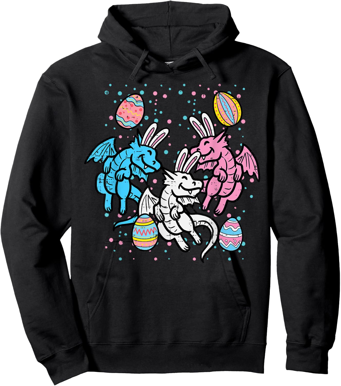 Dragon Bunnies Easter Eggs Funny Men Women Kids Teens Youth Hoodie - Hoodie | Black