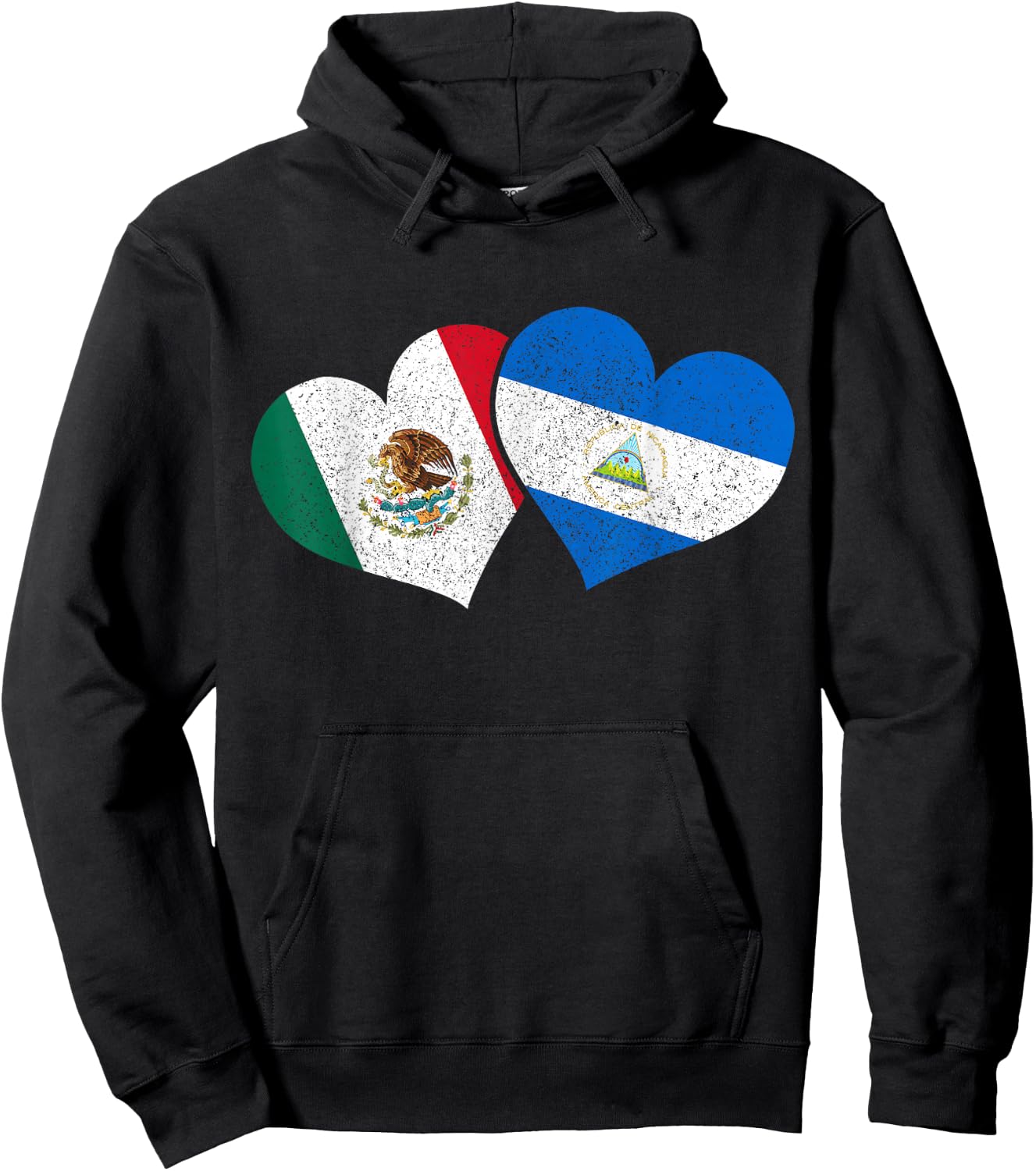 Mexico Nicaragua Hearts Mexican Nicaraguan Flag Pride Nica Hoodie - Hoodie | Black