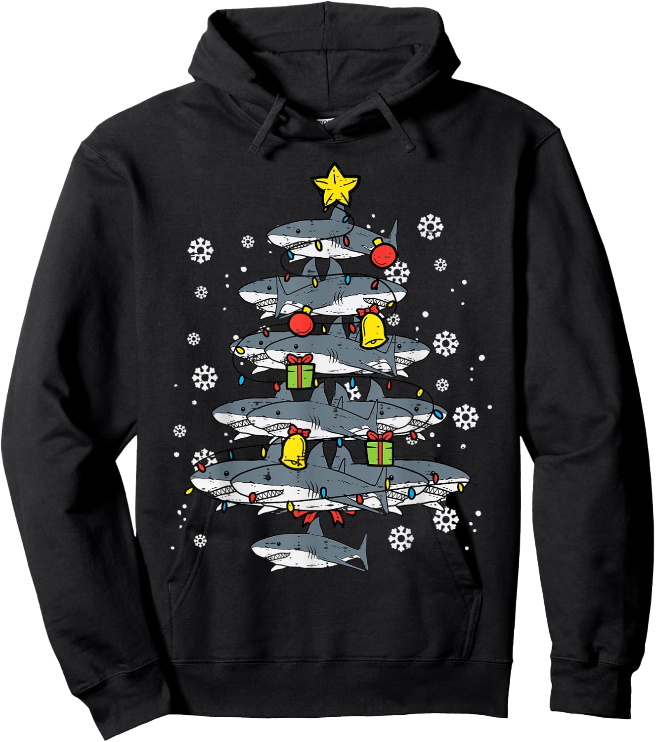 Sharks Christmas Tree Xmas Boys Toddler Kids Men Women Kids Hoodie - Hoodie | Black