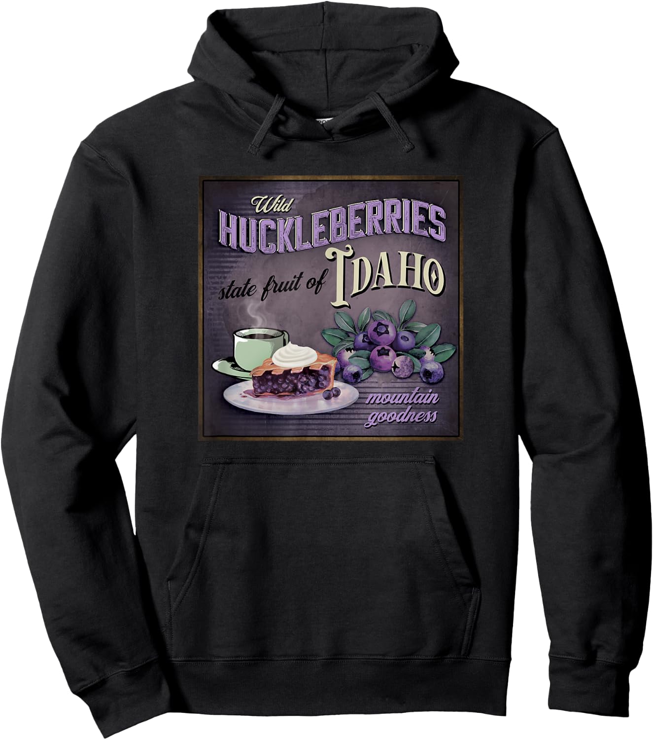 Vintage Idaho Huckleberry Huckleberries Novelty Souvenir Hoodie - Hoodie | Black