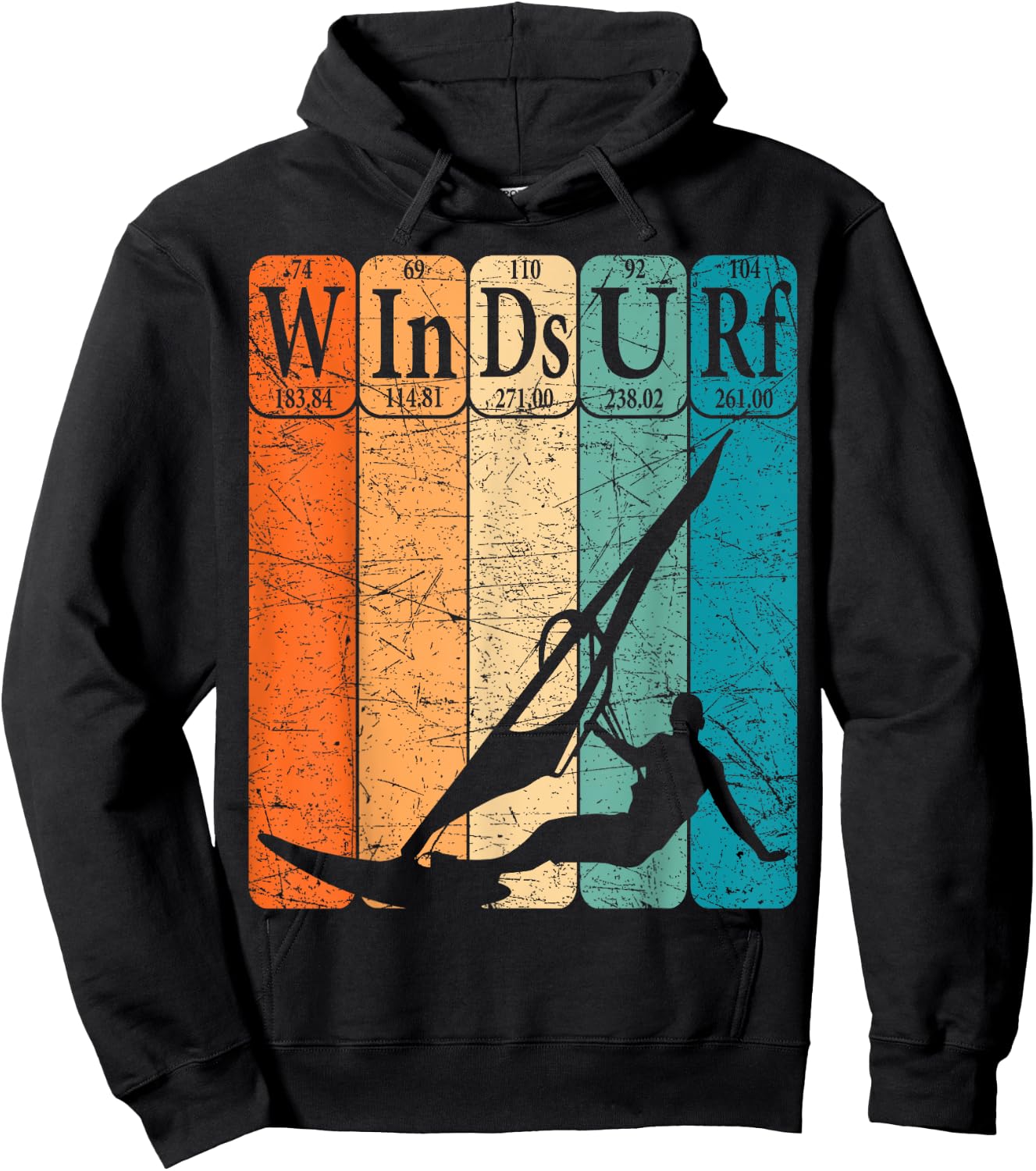 Windsurf Periodic Table Elements Windsurfing Retro Hoodie - Hoodie | Black