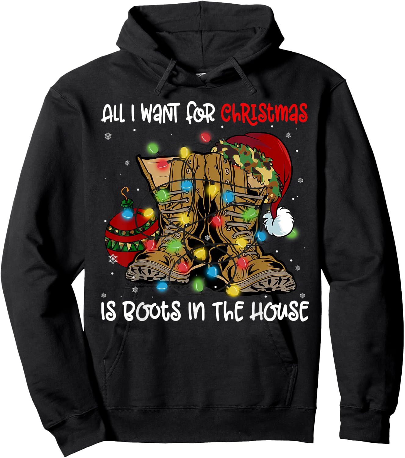 All I Want For Christmas Is Boots In The House Santa Hat Hoodie - Hoodie | Black