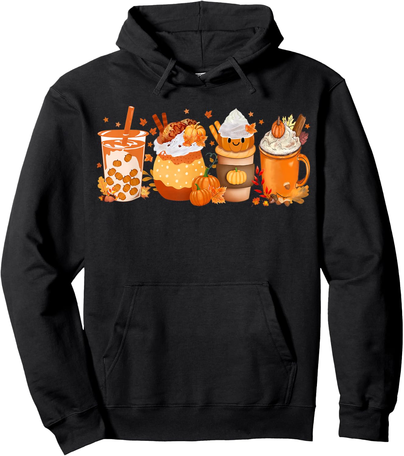 Pumpkin Spice Coffee Latte Fall Autumn Season Hello Fall Hoodie - Hoodie | Black