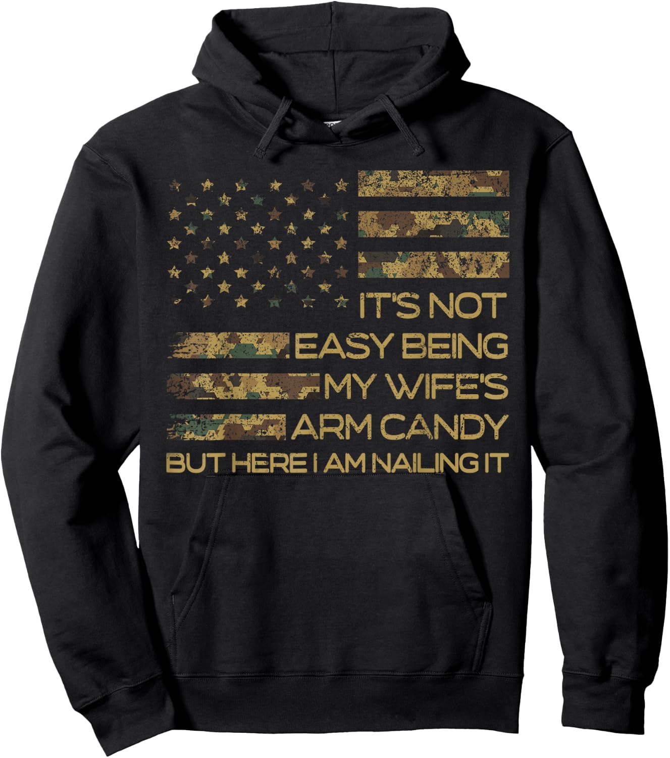 It's Not Easy Being My Wife's Arm Candy Funny Husband Hoodie - Hoodie | Black