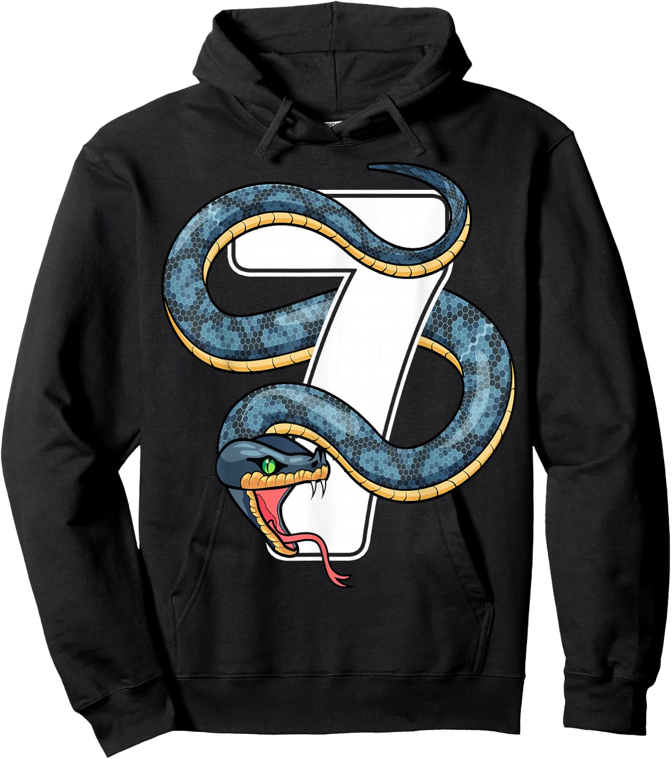 7th Birthday Snake Lover Seven 7 Year Old Birthday Boy Girl Hoodie - Hoodie | Black