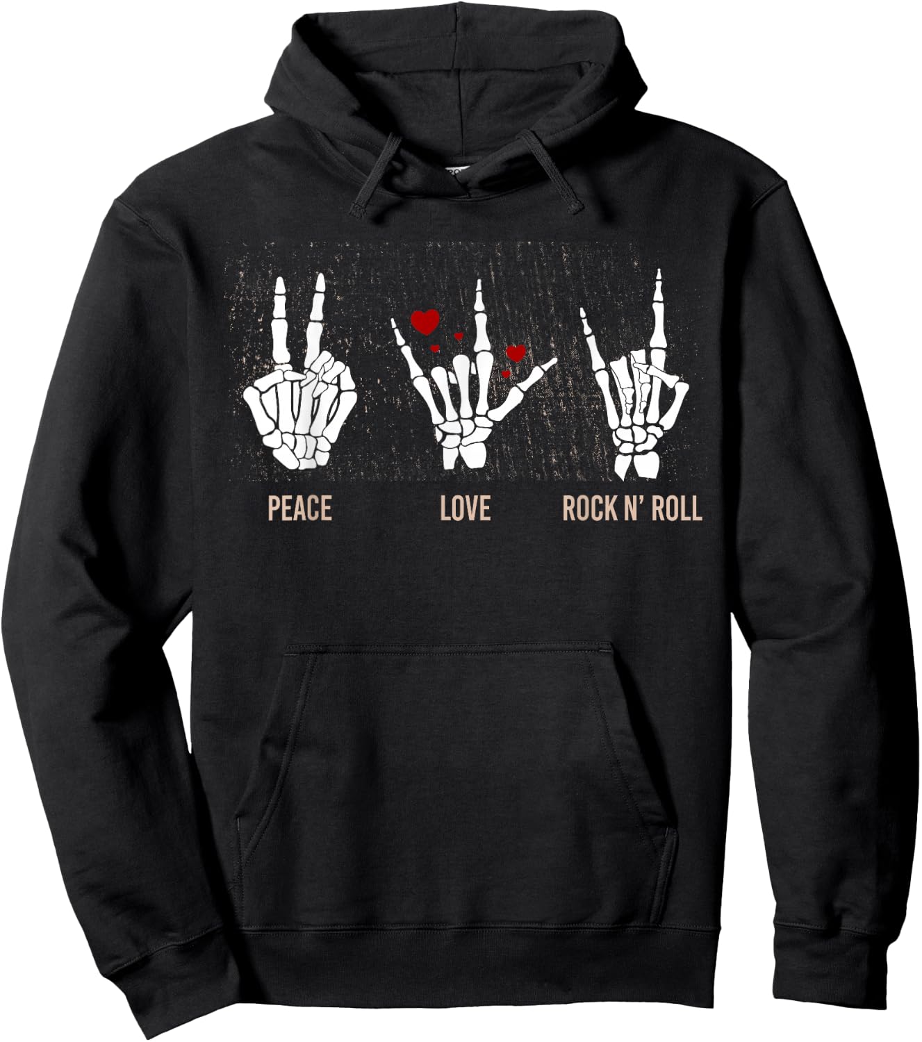 Peace Love Rock N' Roll Guitar Hippie Lover Hoodie - Hoodie | Black