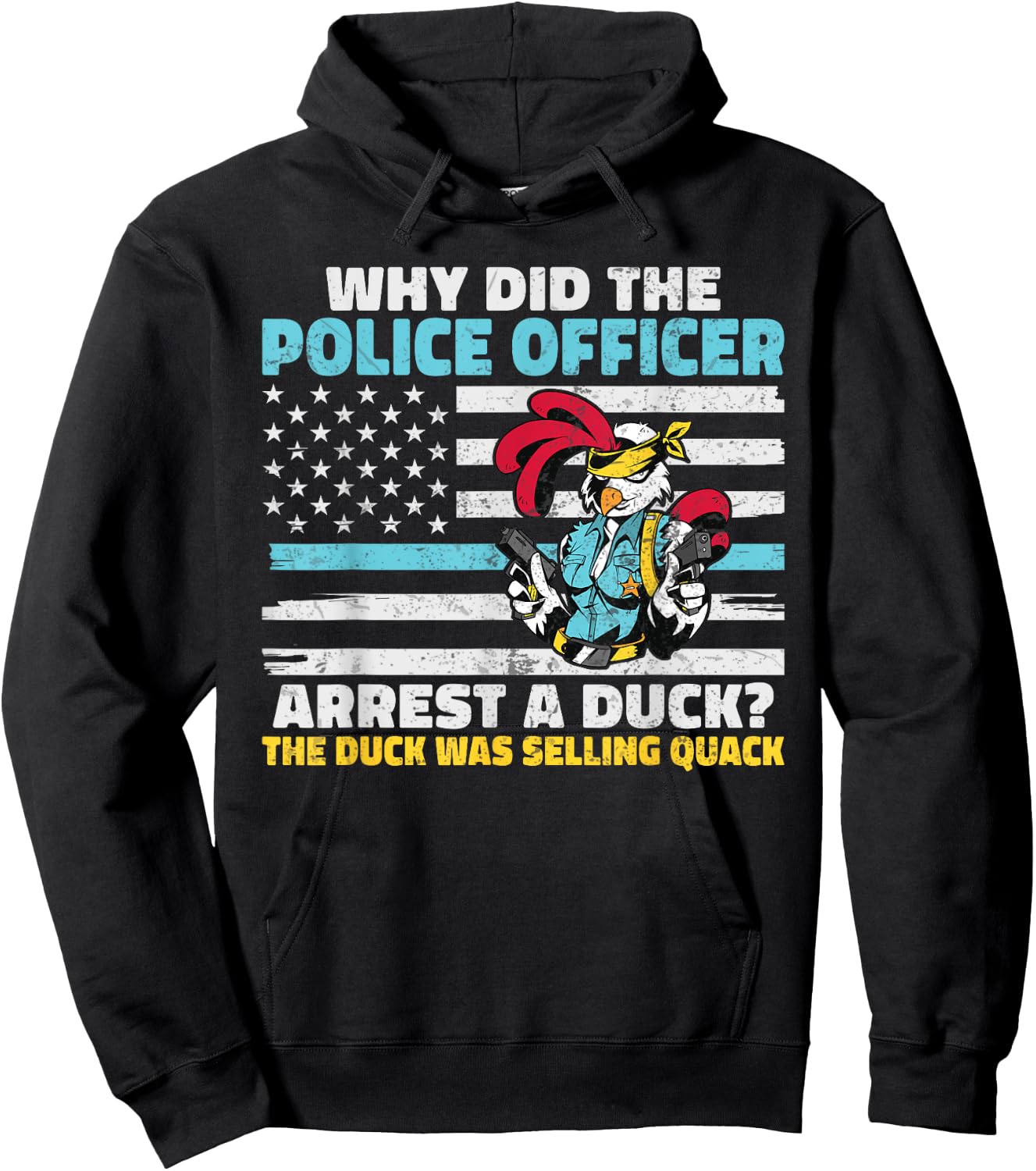 Why did the Police Officer arrest a Duck funny Police Hoodie - Hoodie | Black