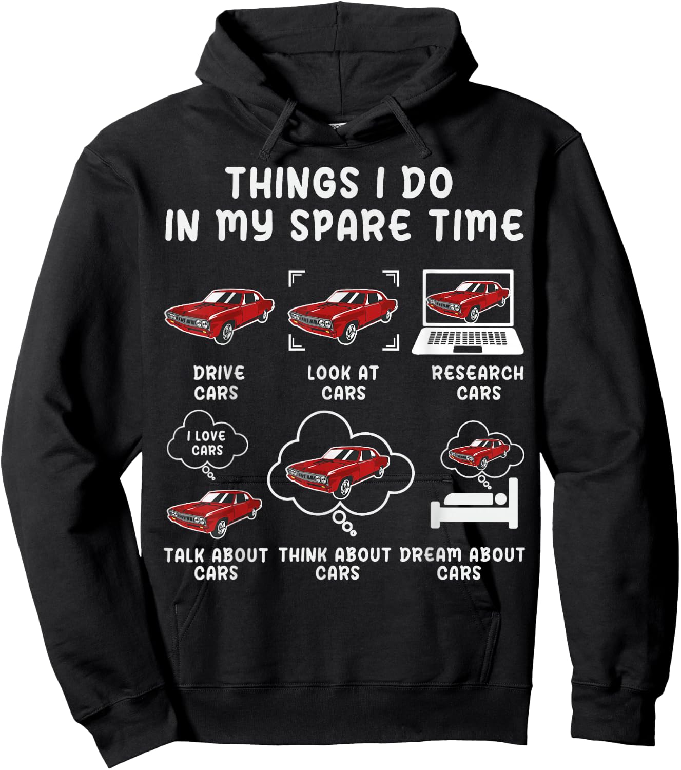 Things I Do In My Spare Time Car - Funny Cars lover Car Guy Hoodie - Hoodie | Black