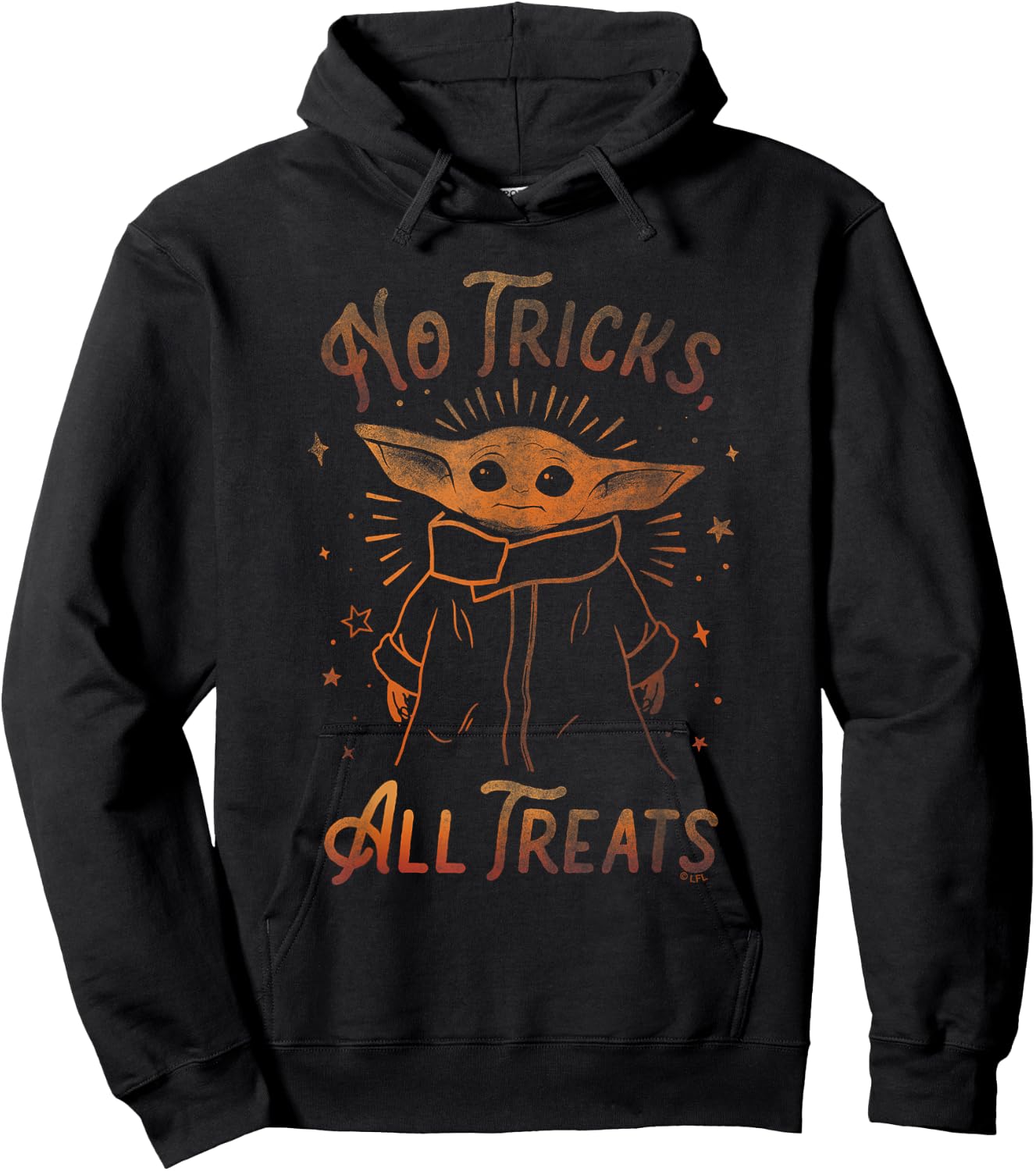 Star Wars: The Mandalorian Halloween All Treats Distressed Hoodie - Hoodie | Black