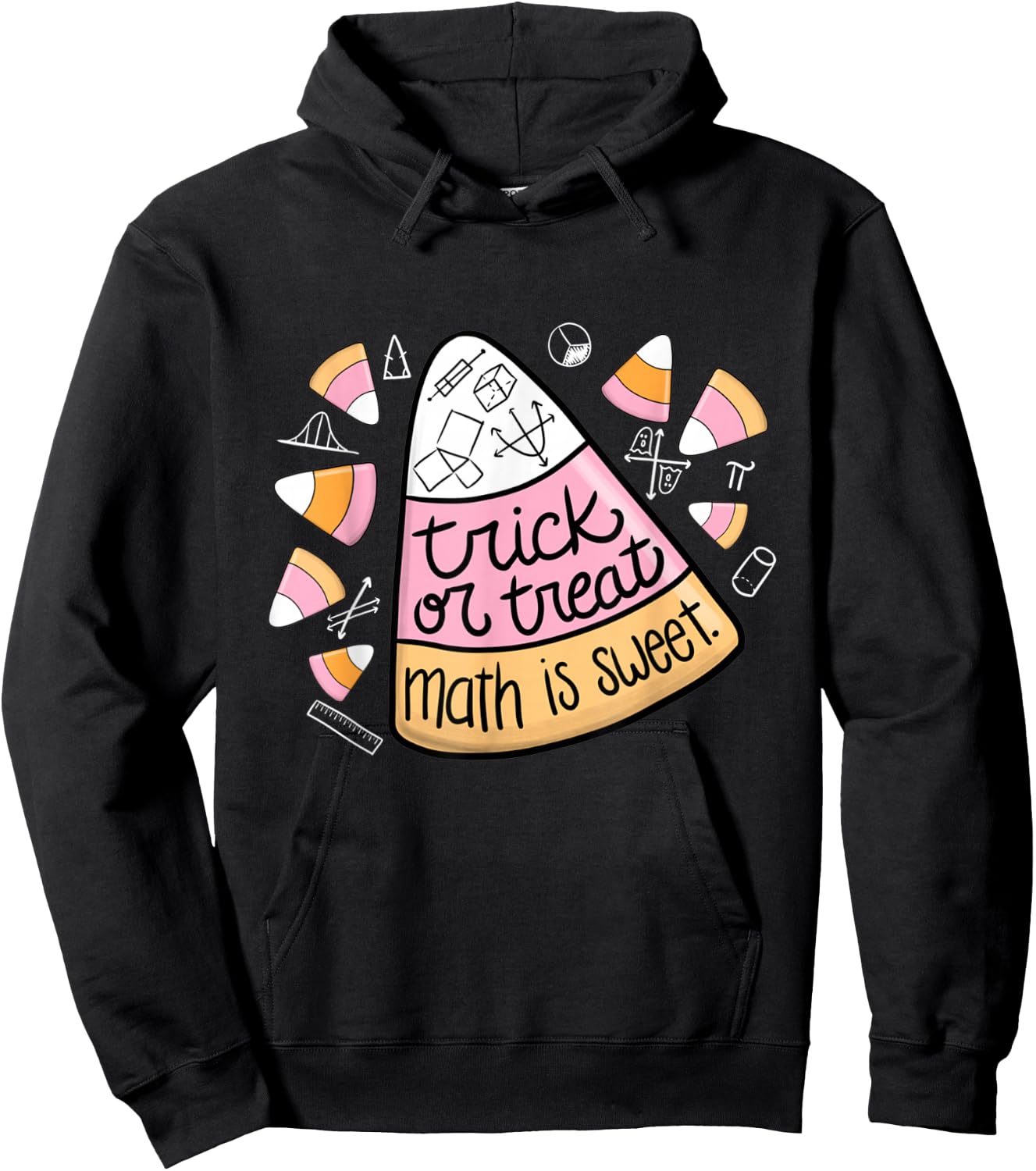 Trick or Treat Halloween Math is Sweet Candy Corn Funny Hoodie - Hoodie | Black