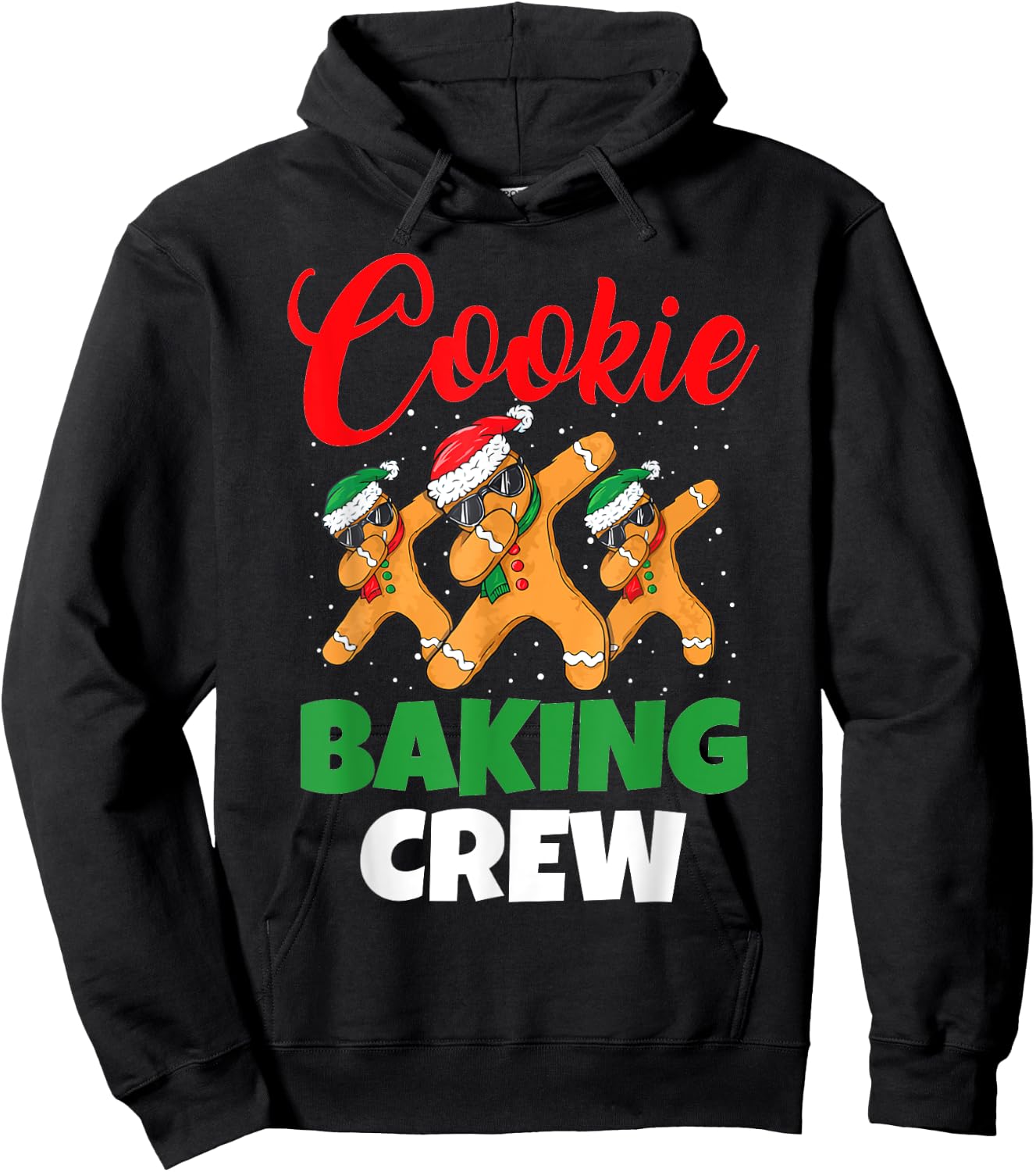 Cookie Baking Crew Dabbing Gingerbread Men Christmas Hats Hoodie - Hoodie | Black