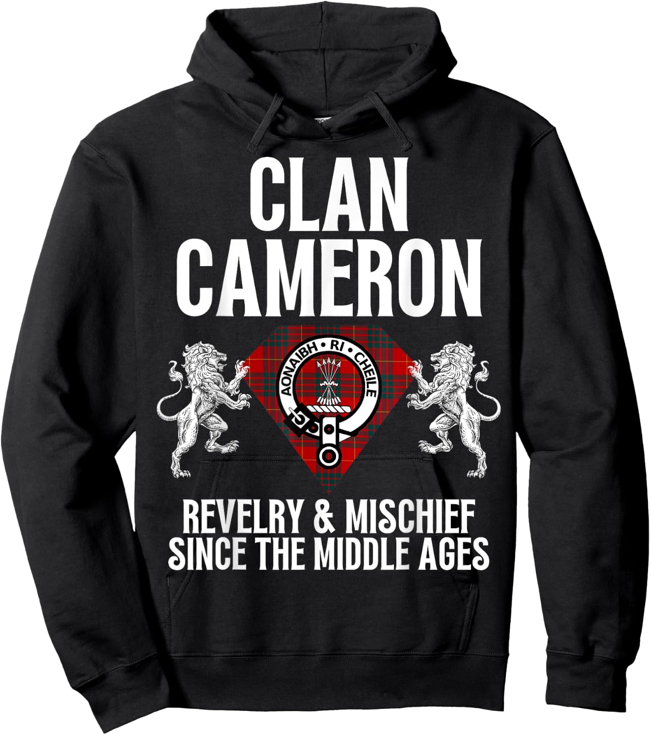 HighlandFour Cameron Clan Scottish Name Coat Of Arms Tartan Family Party Hoodie - Hoodie | Black