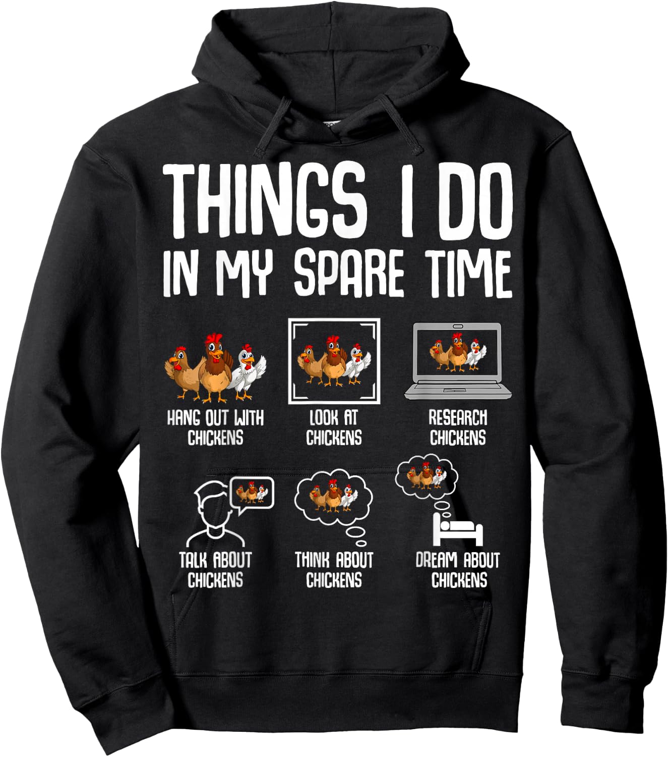 Chicken Things I Do in My Spare Time Women Men Kids Hoodie - Hoodie | Black