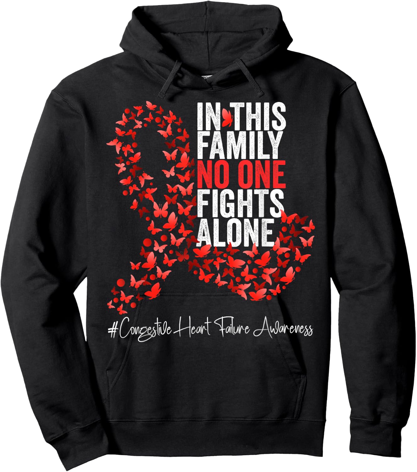 Congestive Heart Failure Awareness Month Red Ribbon Hoodie - Hoodie | Black