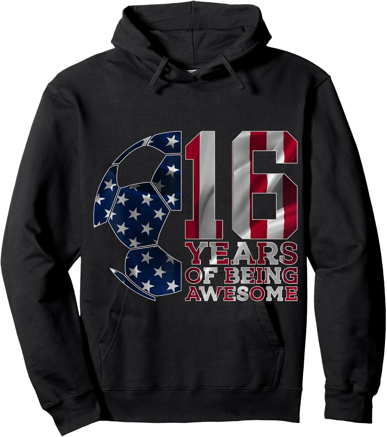 16 Years of Being Awesome Soccer 16th Birthday Hoodie - Hoodie | Black