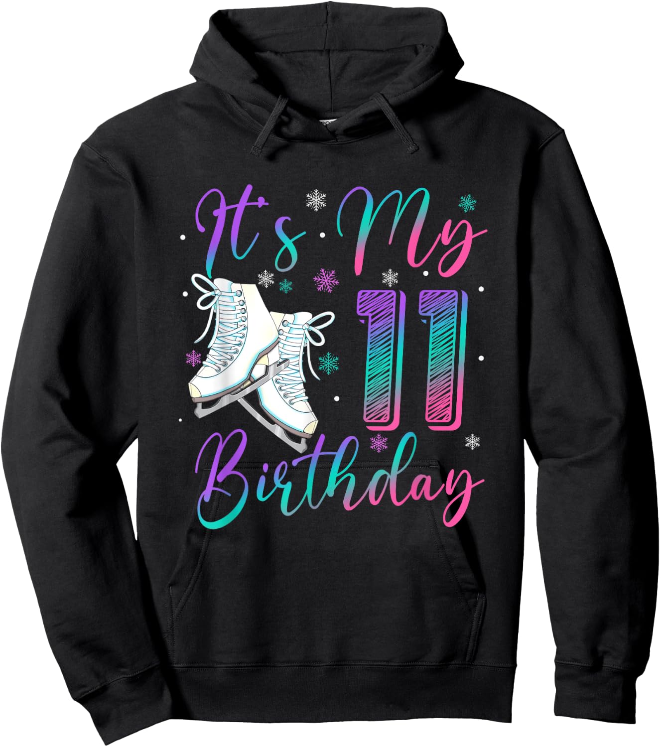 Ice Skating Birthday Girl 11 Year Old It's My 11th Birthday Hoodie - Hoodie | Black