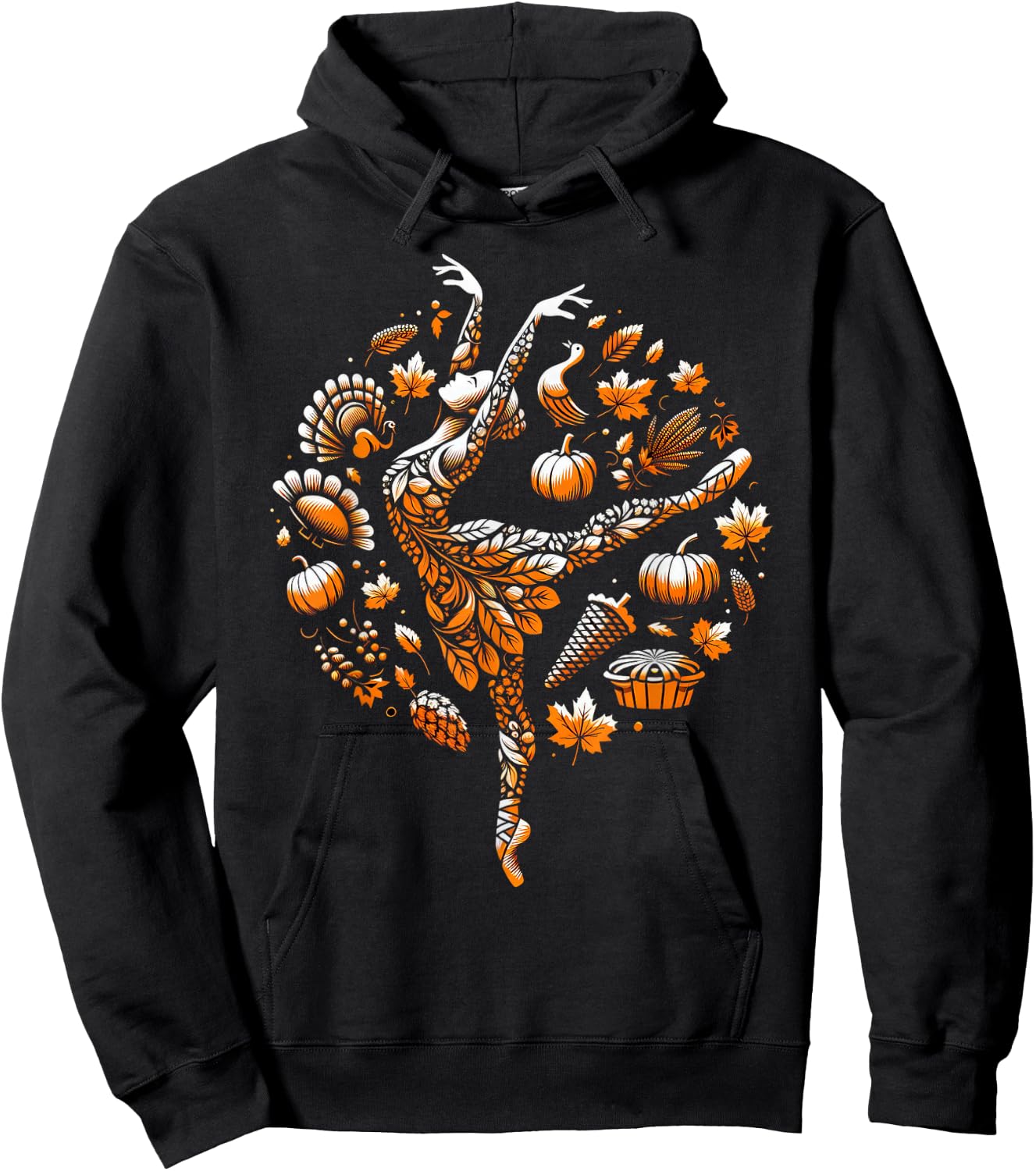 Girl Dancer Thanksgiving Turkey Day Ballet Dance - Ballerina Hoodie - Hoodie | Black