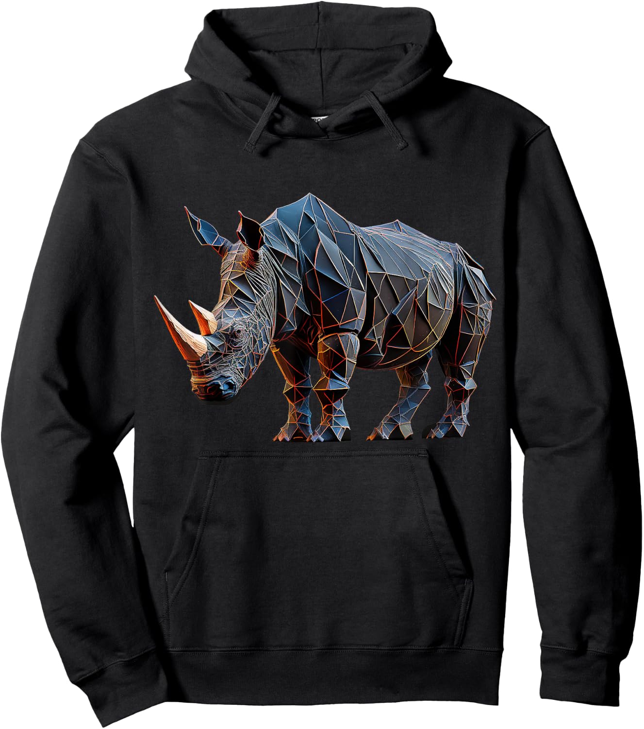 Rhino Art Polygon Animal Rhino Hoodie - Hoodie | Black