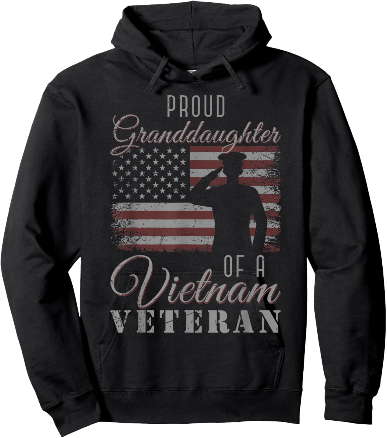 Proud Granddaughter US Flag 4th Of July Vietnam Veteran Hoodie - Hoodie | Black