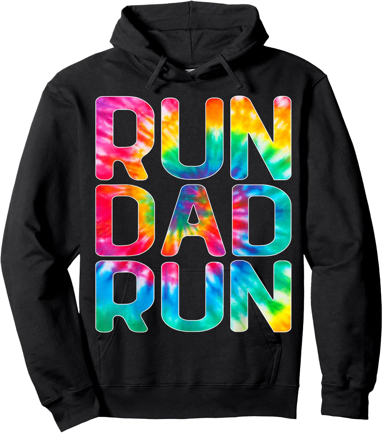 Run Dad Run Marathon Tie Dye Running Spectator Hoodie - Hoodie | Black