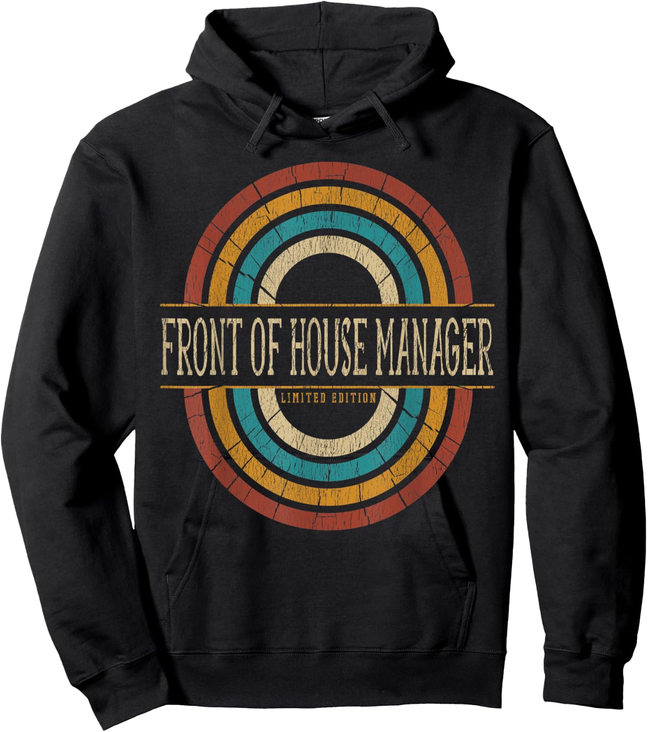 Front Of House Manager Vitnage Retro Hoodie - Hoodie | Black