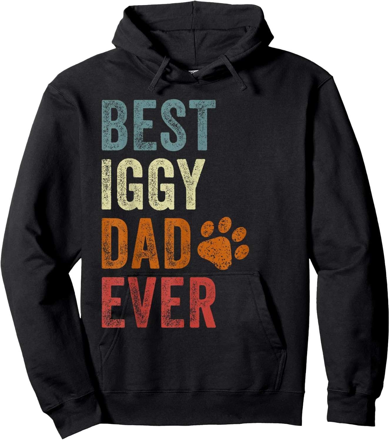 Retro Best Iggy Dad Ever Italian Greyhound Papa Father's Day Hoodie - Hoodie | Black