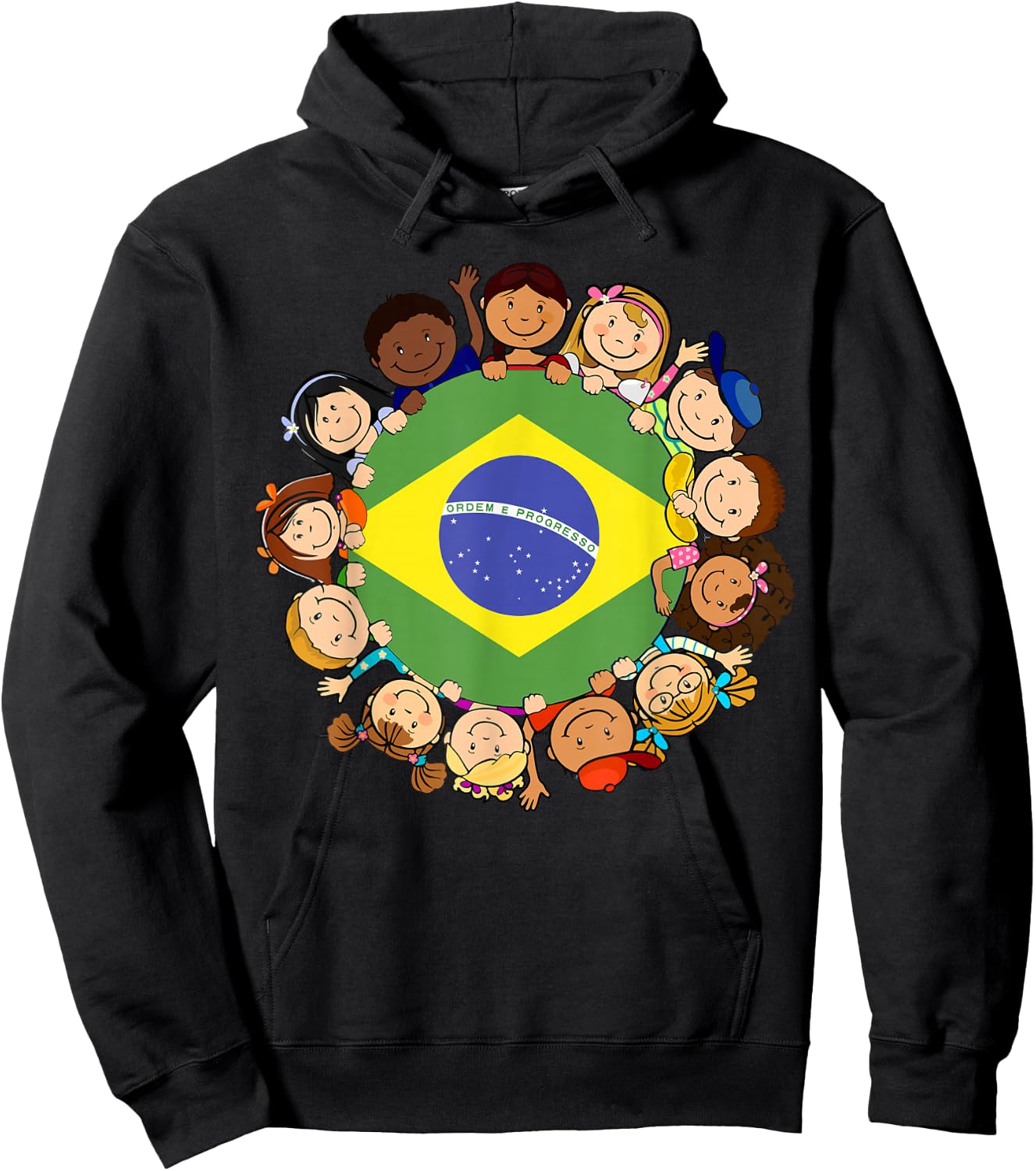Brazil Flag Hispanic Heritage Month Brazilian Kids Boy Girl Hoodie - Hoodie | Black