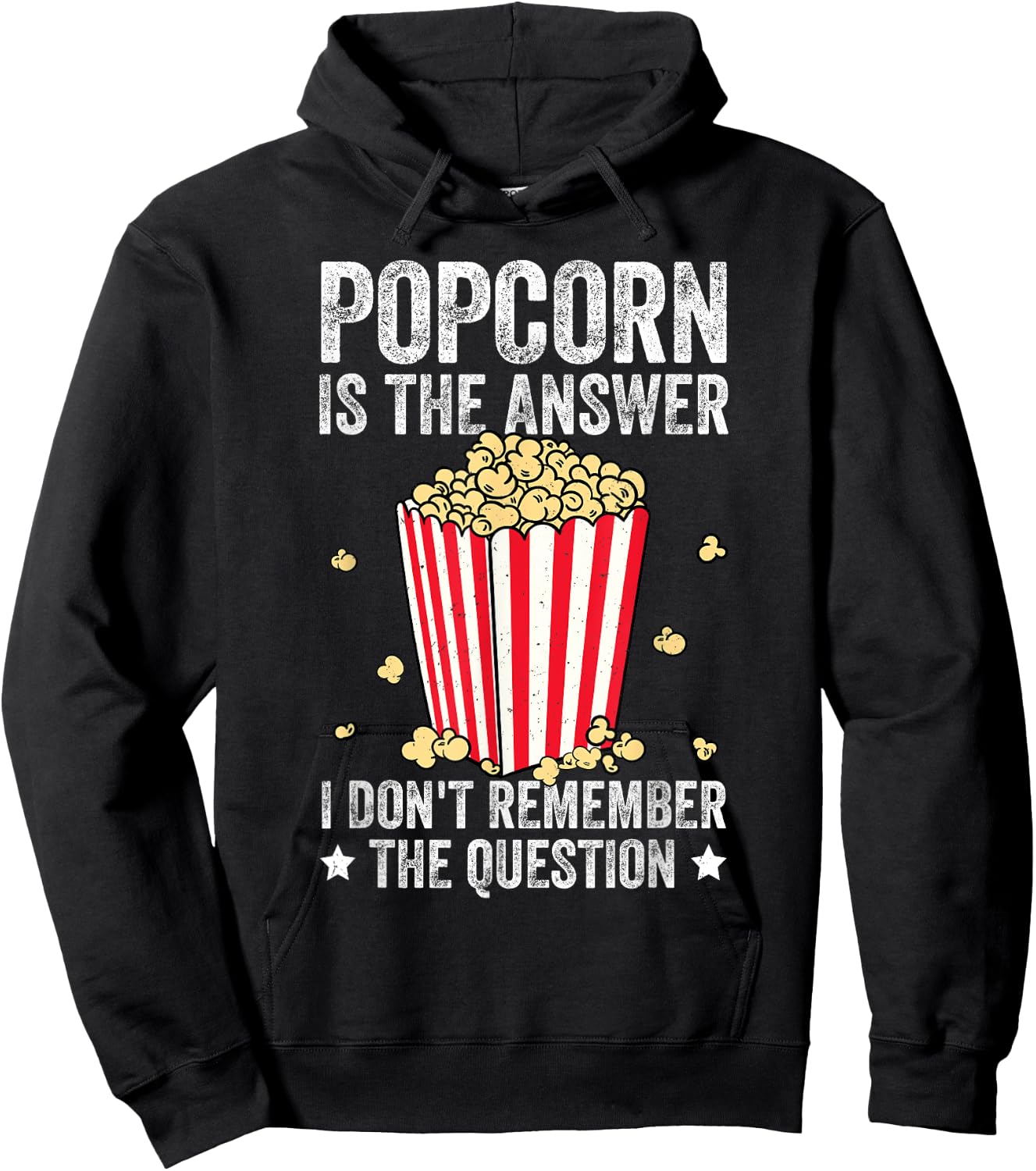 Popcorn Is The Answer Theater Cinema Snack Movie Night Hoodie - Hoodie | Black