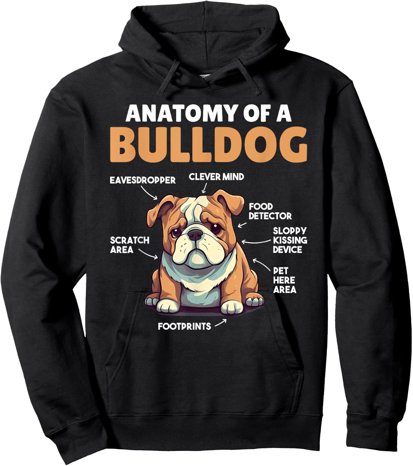 Cute Dogs Explanation Anatomy Of A Bulldog Men Women Girls Kids Hoodie - Hoodie | Black