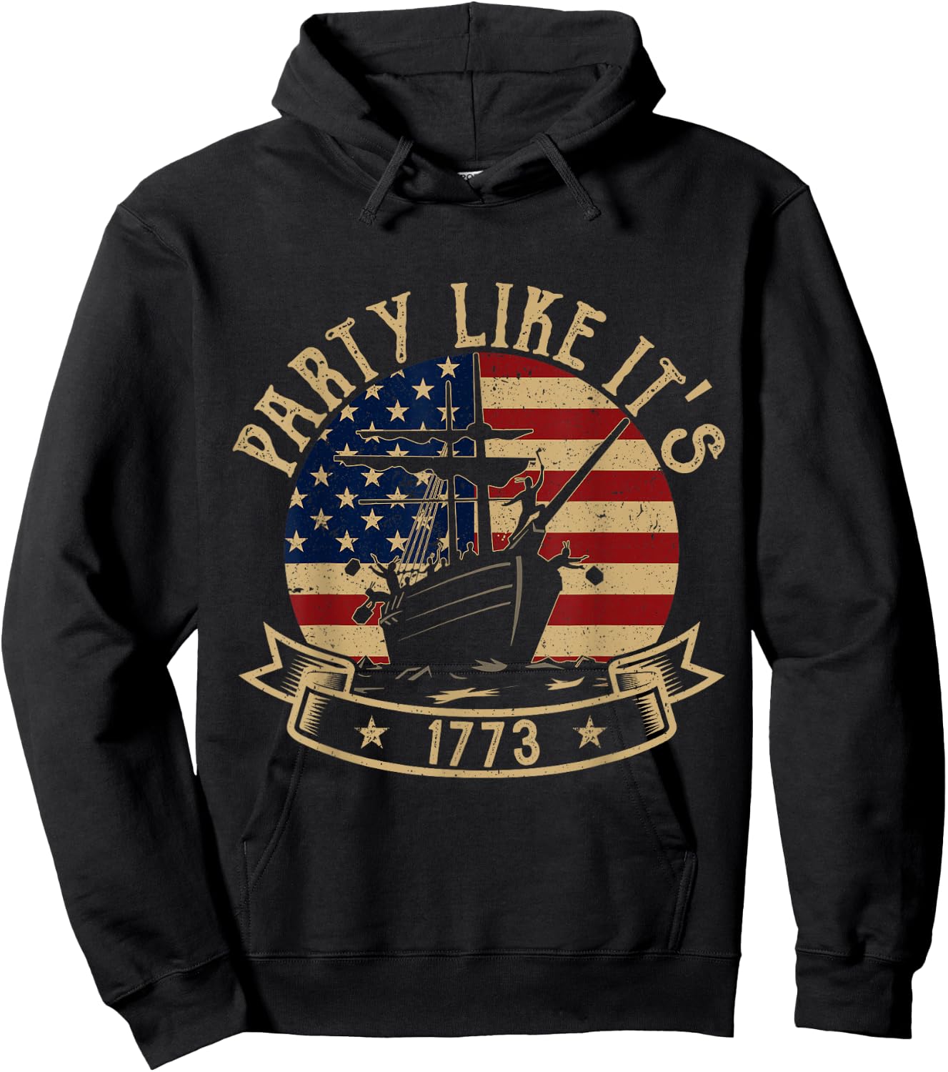 Party Like It's 1773 Funny US History Boston Tea Vintage Hoodie - Hoodie | Black