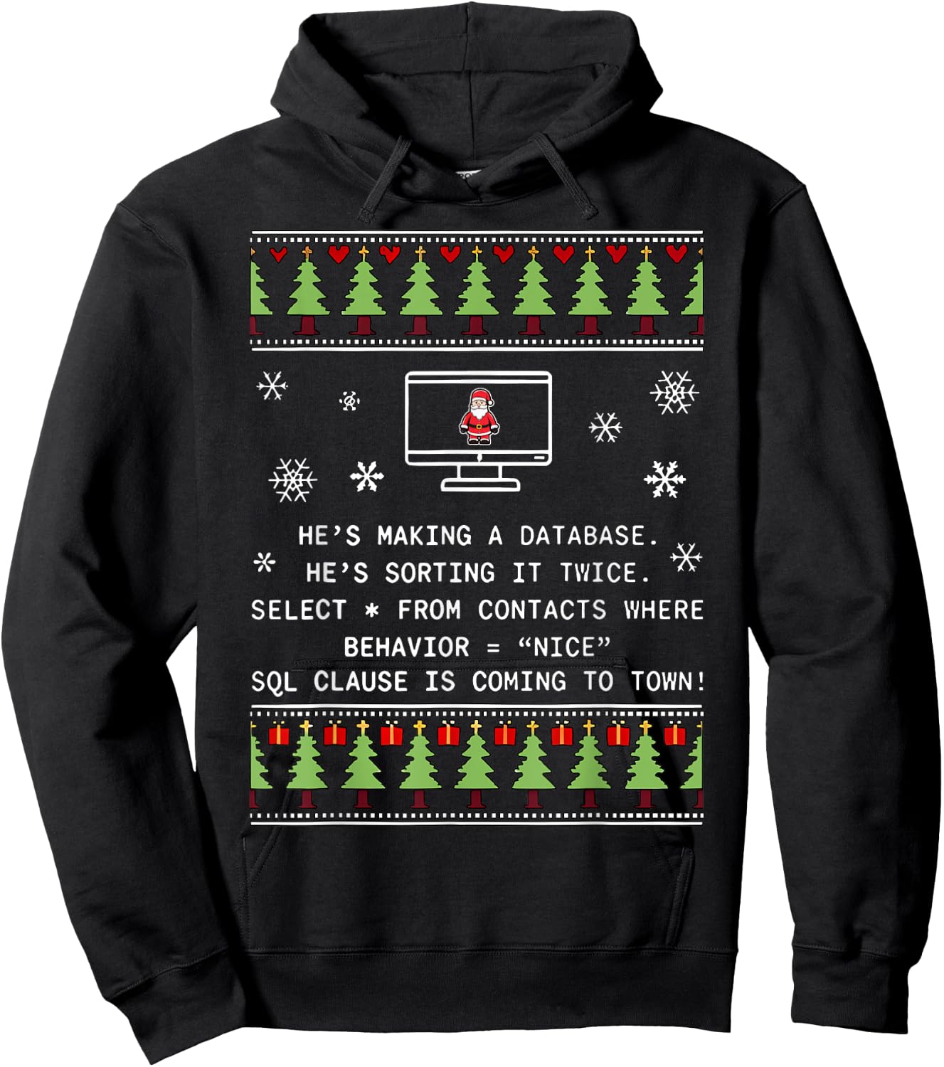 SQL Santa Claus Database Clause Developer Code DB Programmer Hoodie - Hoodie | Black