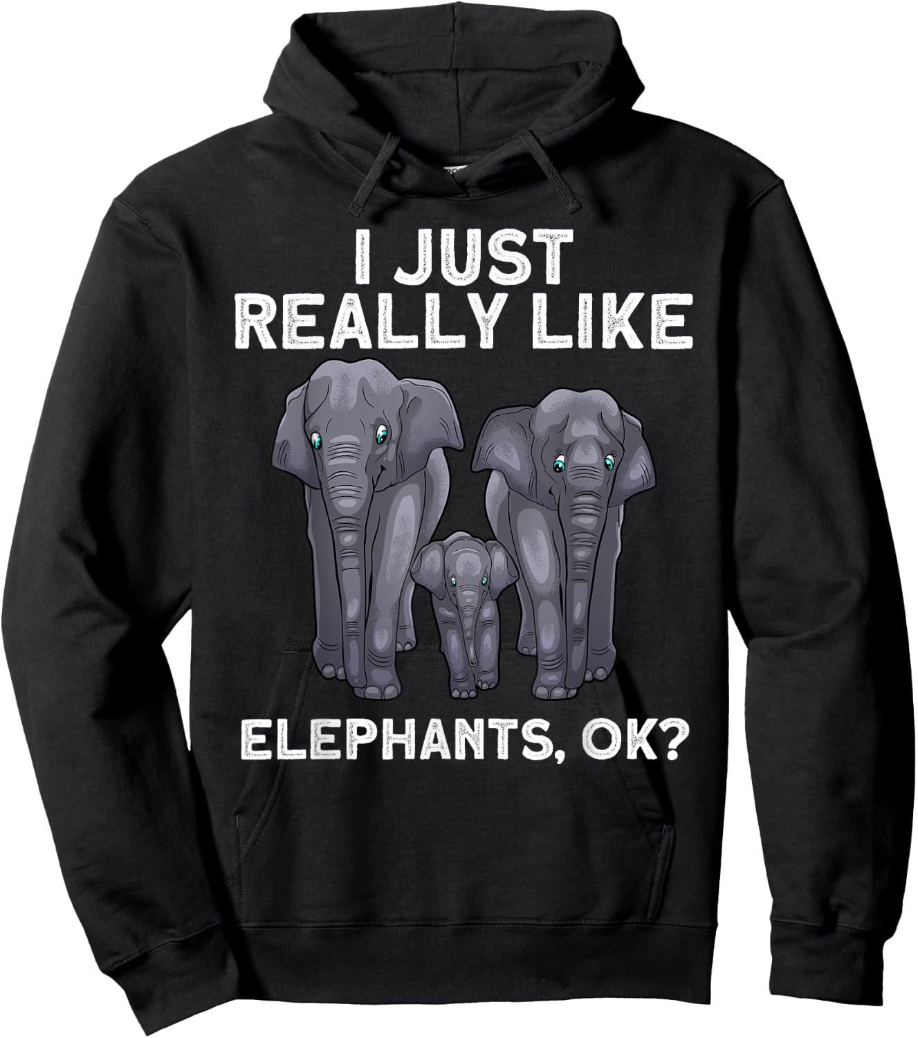 Cute Elephant Women Kids Land Animal Elephant Lover Hoodie - Hoodie | Black