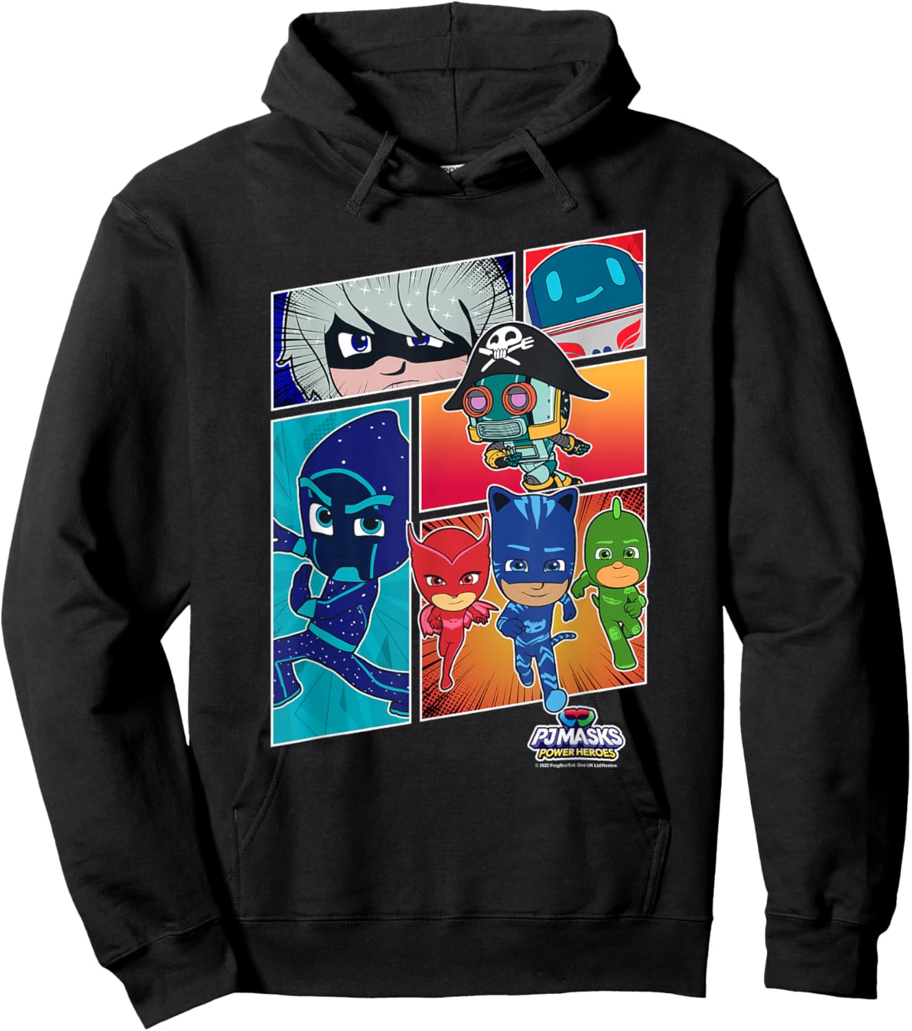 PJ Masks Group Shot Comic Panels Epic Logo Hoodie - Hoodie | Black