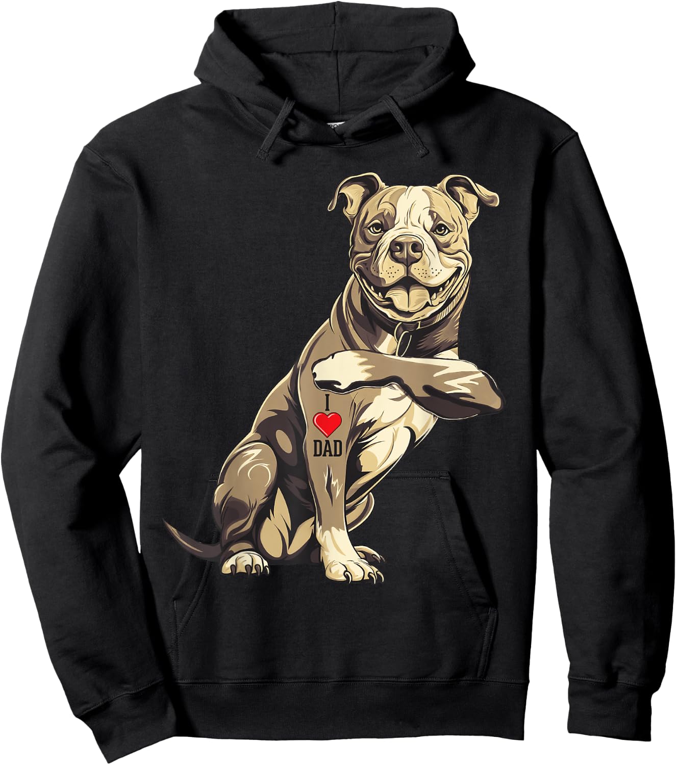 Pitbull I Love Dad Pit Bull Terrier Pettie Dog Owner Father Hoodie - Hoodie | Black