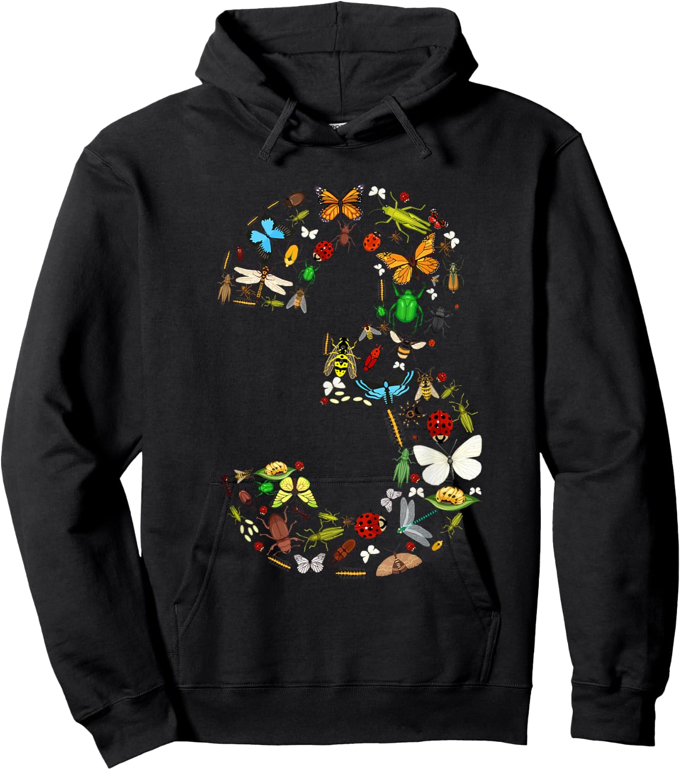 3 Years Old Three Bug 3rd Birthday Bugs Insects Boy Girl Hoodie - Hoodie | Black