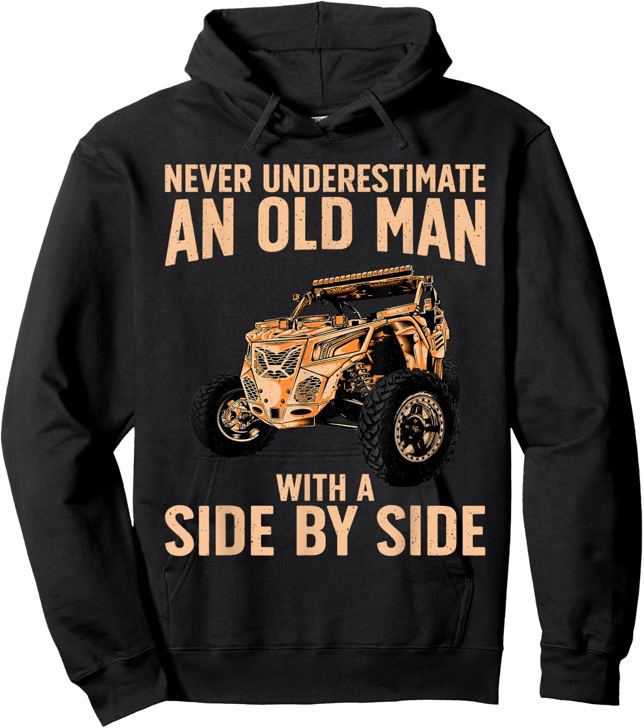 Funny SxS Art For Grandpa Men UTV Side-By-Side Quad Riding Hoodie - Hoodie | Black