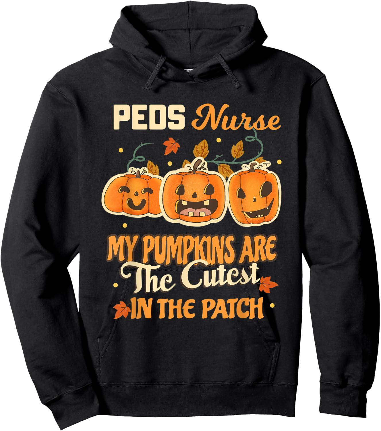 PEDS Nurse Cute Pumpkins Funny Pediatric Nurses Halloween Hoodie - Hoodie | Black