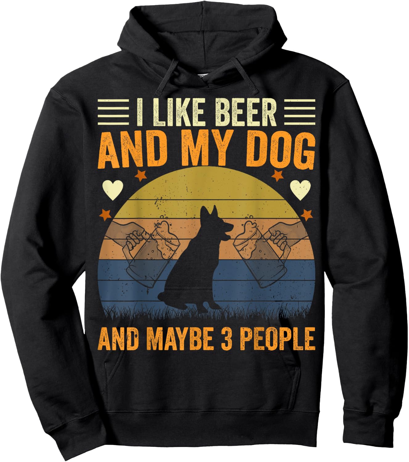 I Like Beer and My Dog And Maybe 3 People Funny Vintage Men Women Hoodie - Hoodie | Black