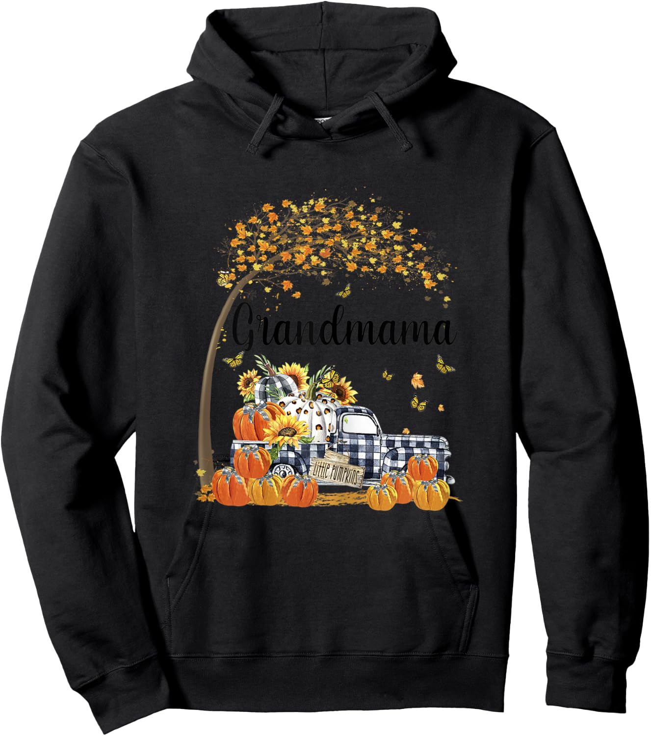 Grandmama's Little Pumpkins Halloween Fall Hoodie - Hoodie | Black