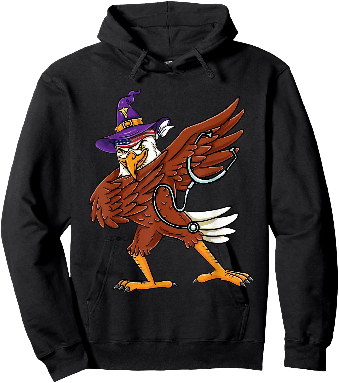 Dabbing Witch Eagle Nurse Halloween Hoodie - Hoodie | Black