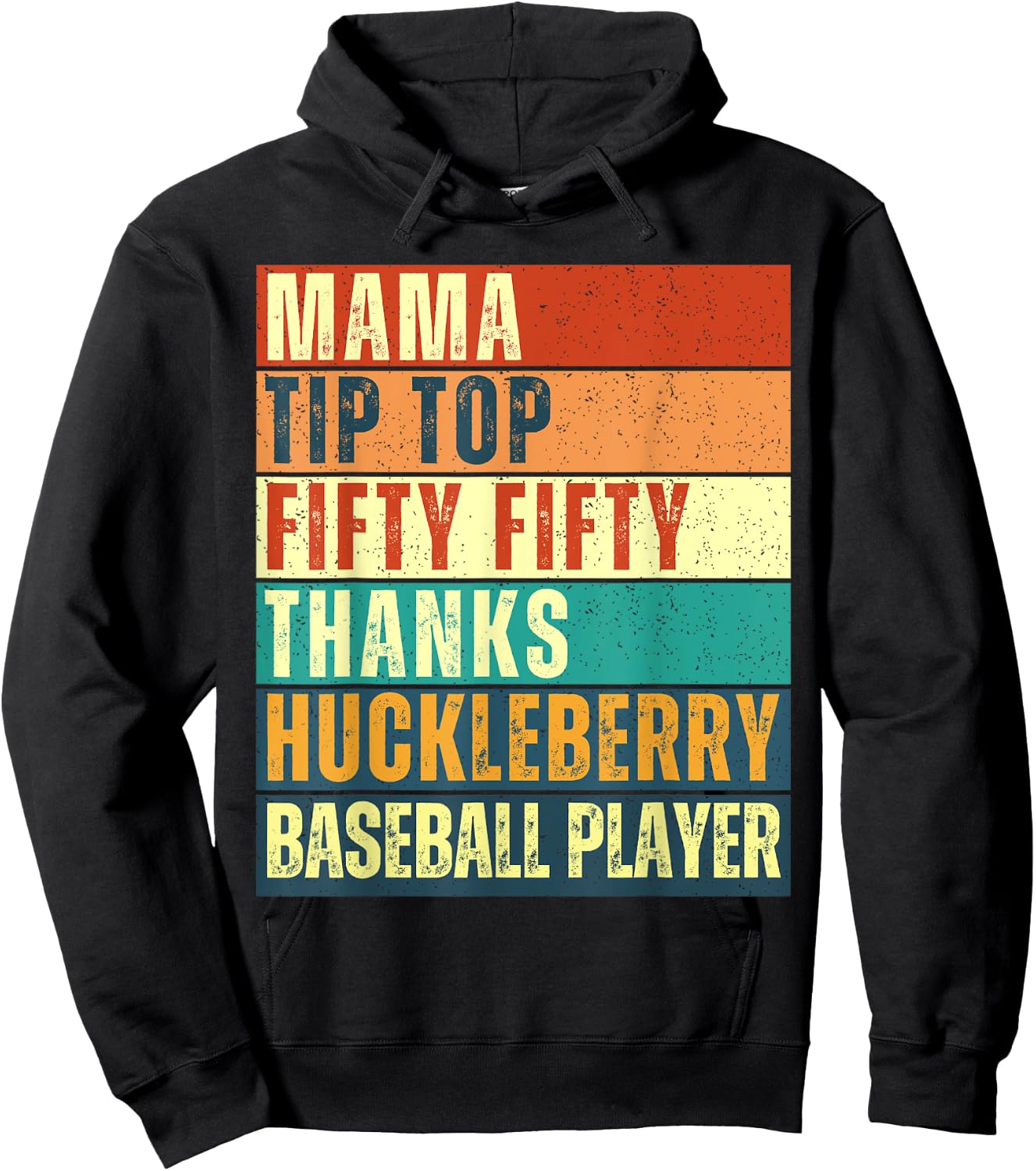 Mama Tip-Top Fifty Fifty Thanks Huckleberry Baseball Player Hoodie - Hoodie | Black