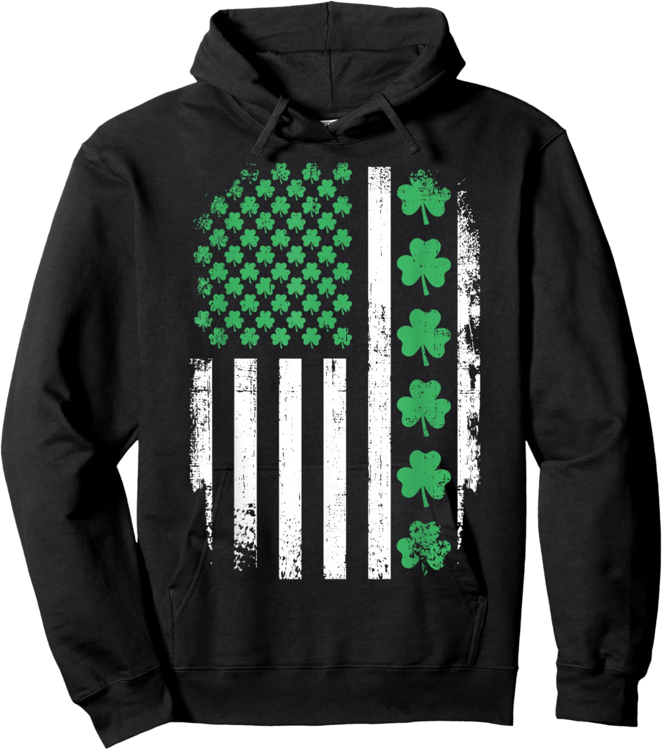 US American Flag with Shamrocks for St Patricks Day Hoodie - Hoodie | Black