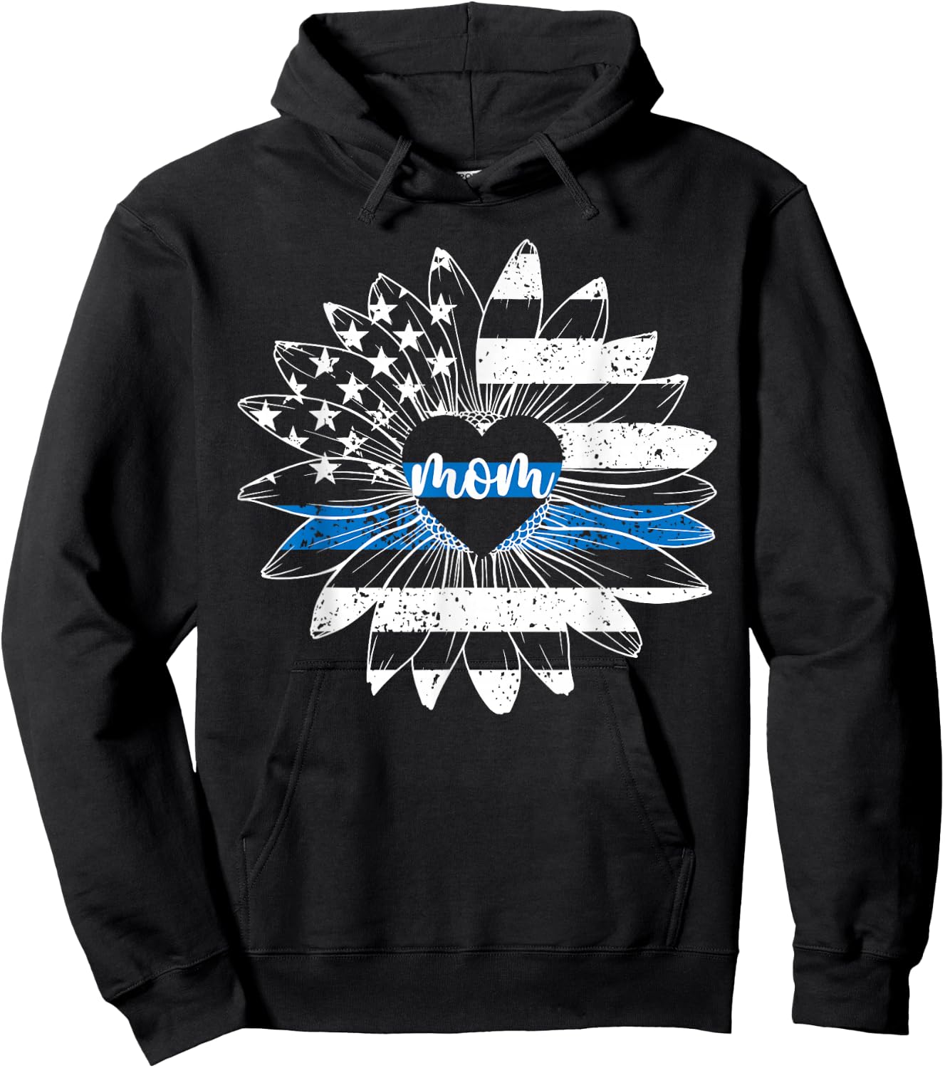 Police Mom Flower Mom Of A Police Officer Mother Hoodie - Hoodie | Black